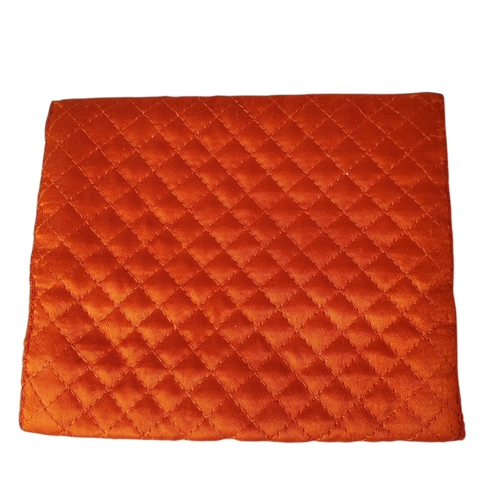 Chic Orange, Black, And Silver Quilted Clutch. - Picture 4 of 7